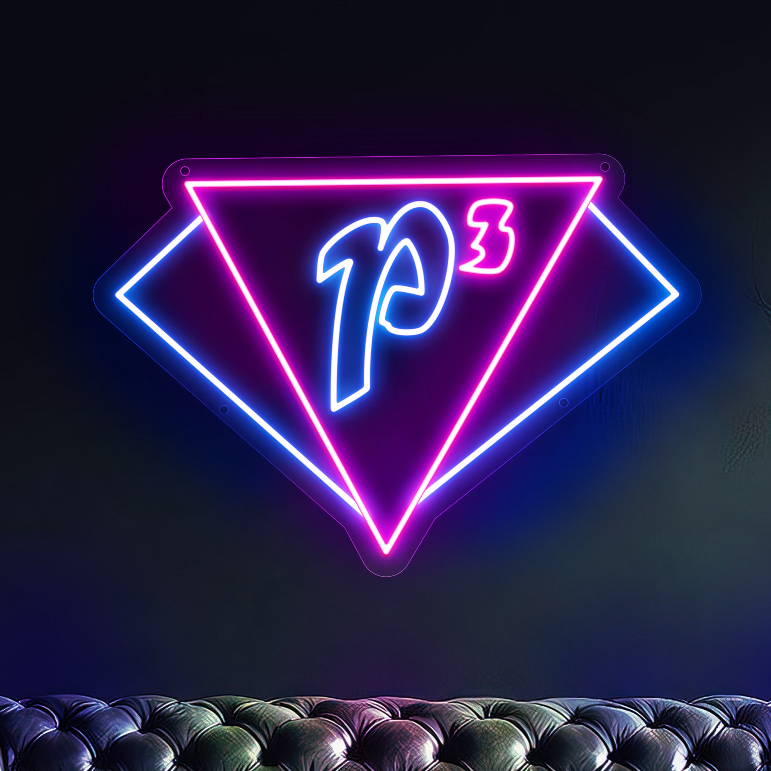 Glowing pink and blue diamond p3 neon sign Charmed Magic LED home decor