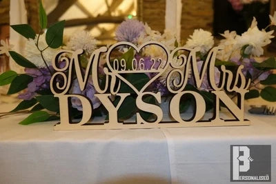 Table Centrepiece Surname Rustic Wedding Breakfast Top Table Personalised