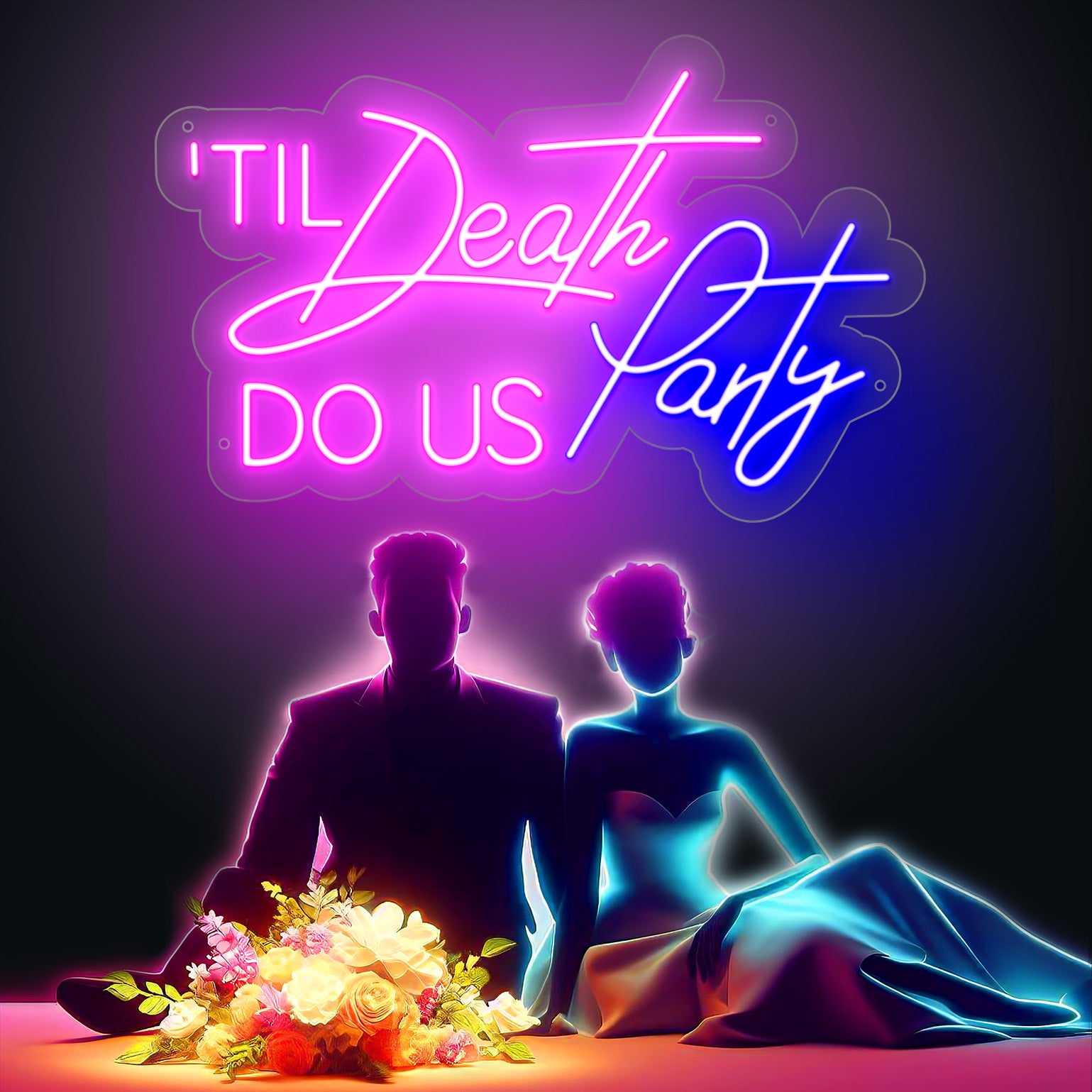 Till Death Do Us Party Neon Sign Wedding Decor Inspiration 2024 2025 2026 Personalised Welcome to Our Wedding