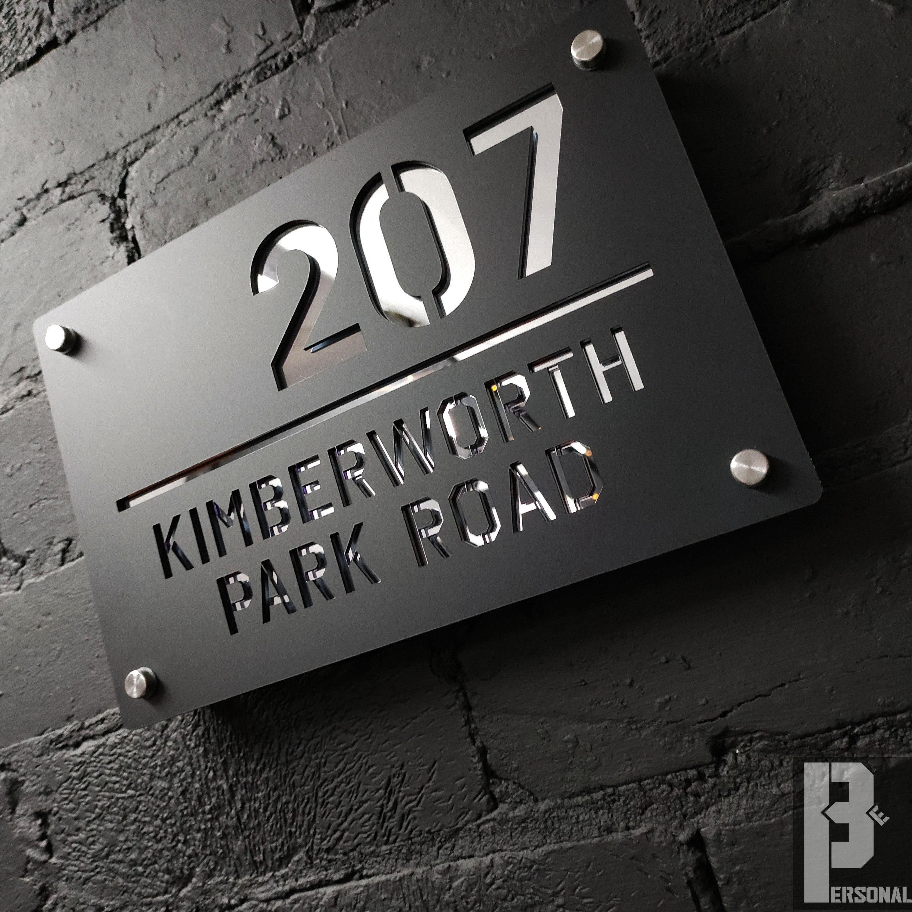 House Sign Road Name Door Number Sign In Black Mirror Or White