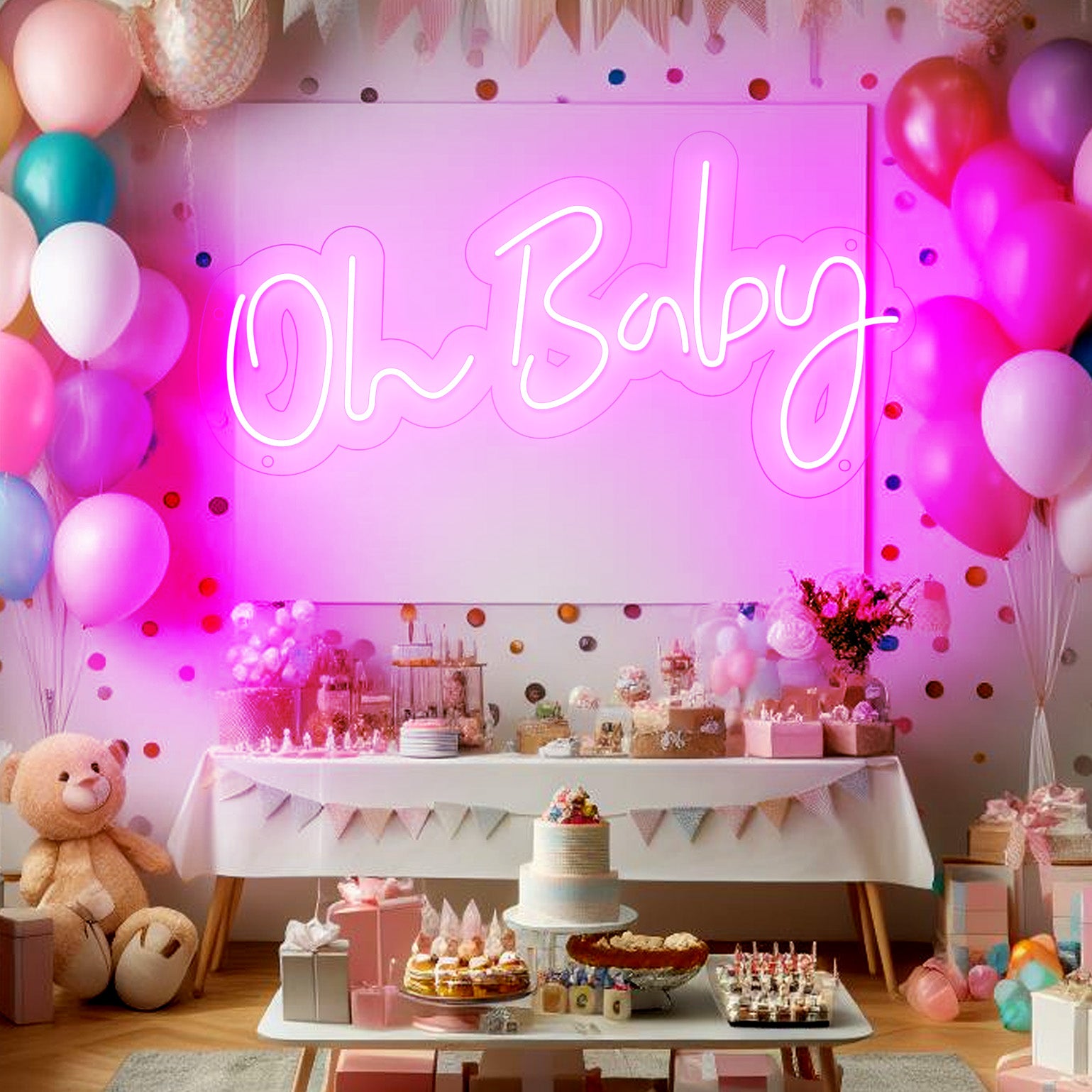 Oh Baby Neon Sign Baby Shower It's a Boy Girl Gender Reveal Party Naming Ceremony Christening Pregnant in 2023 2024 Pregnancy Celebration