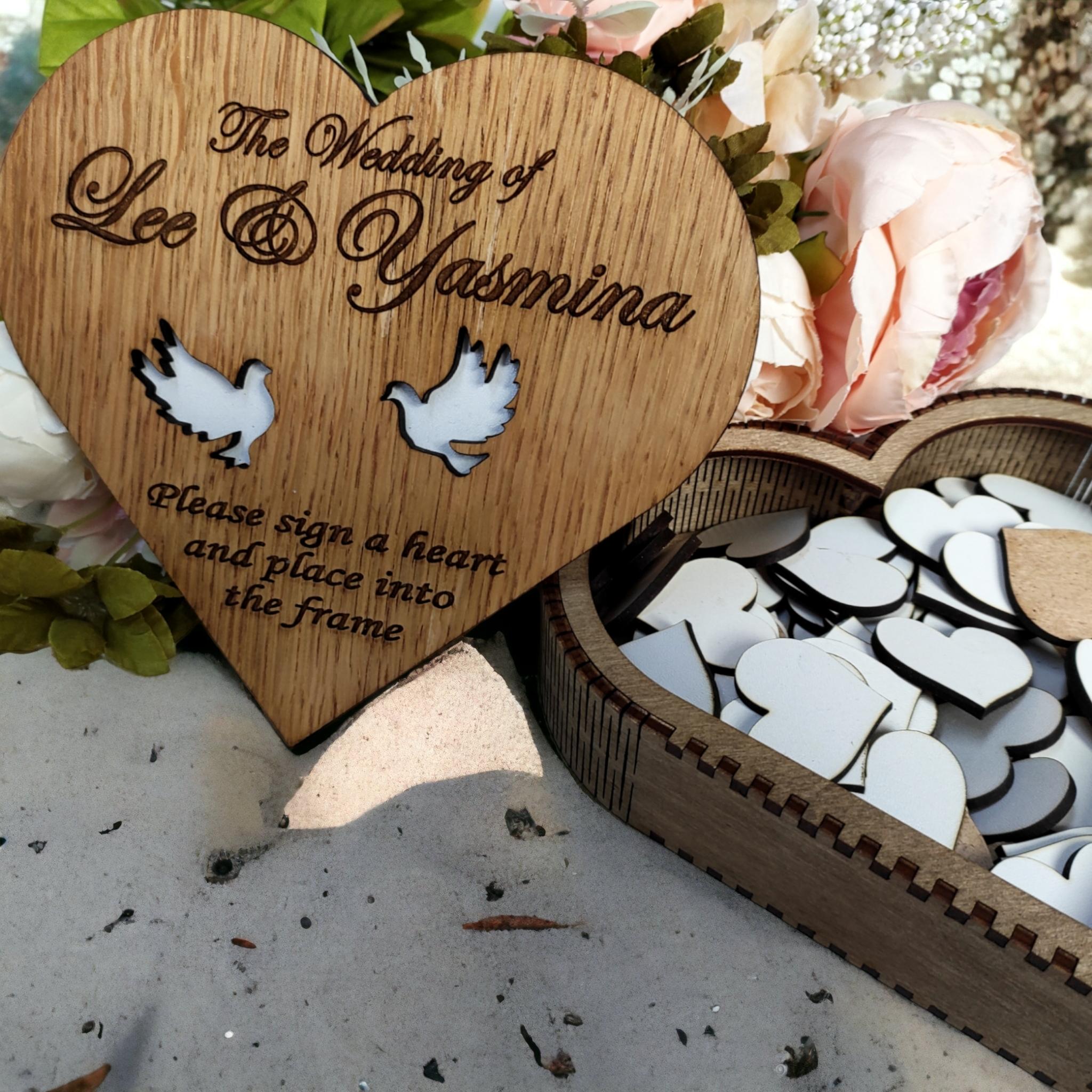 Modern Guest Book Personalised Wedding Heart Wall Art - Various Colours