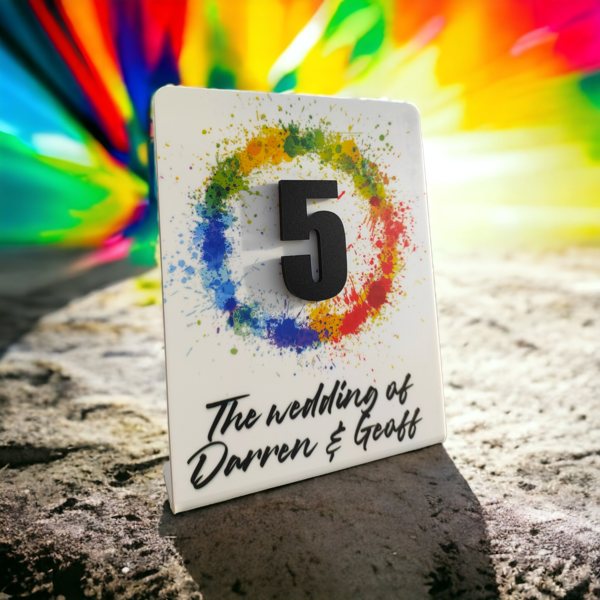 Table Number or Name Wedding Centrepiece: Rainbow Radiance