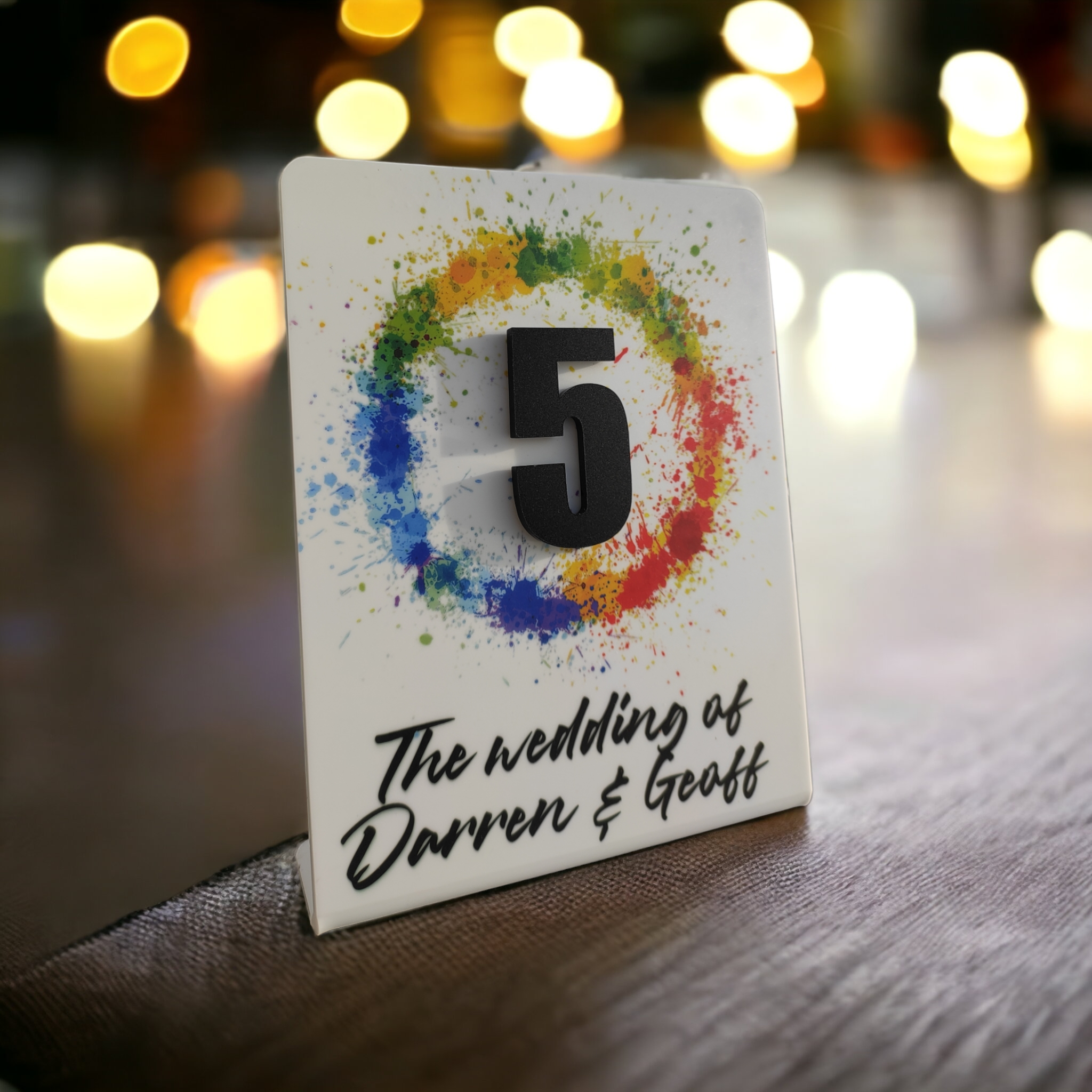 Table Number or Name Wedding Centrepiece: Rainbow Radiance