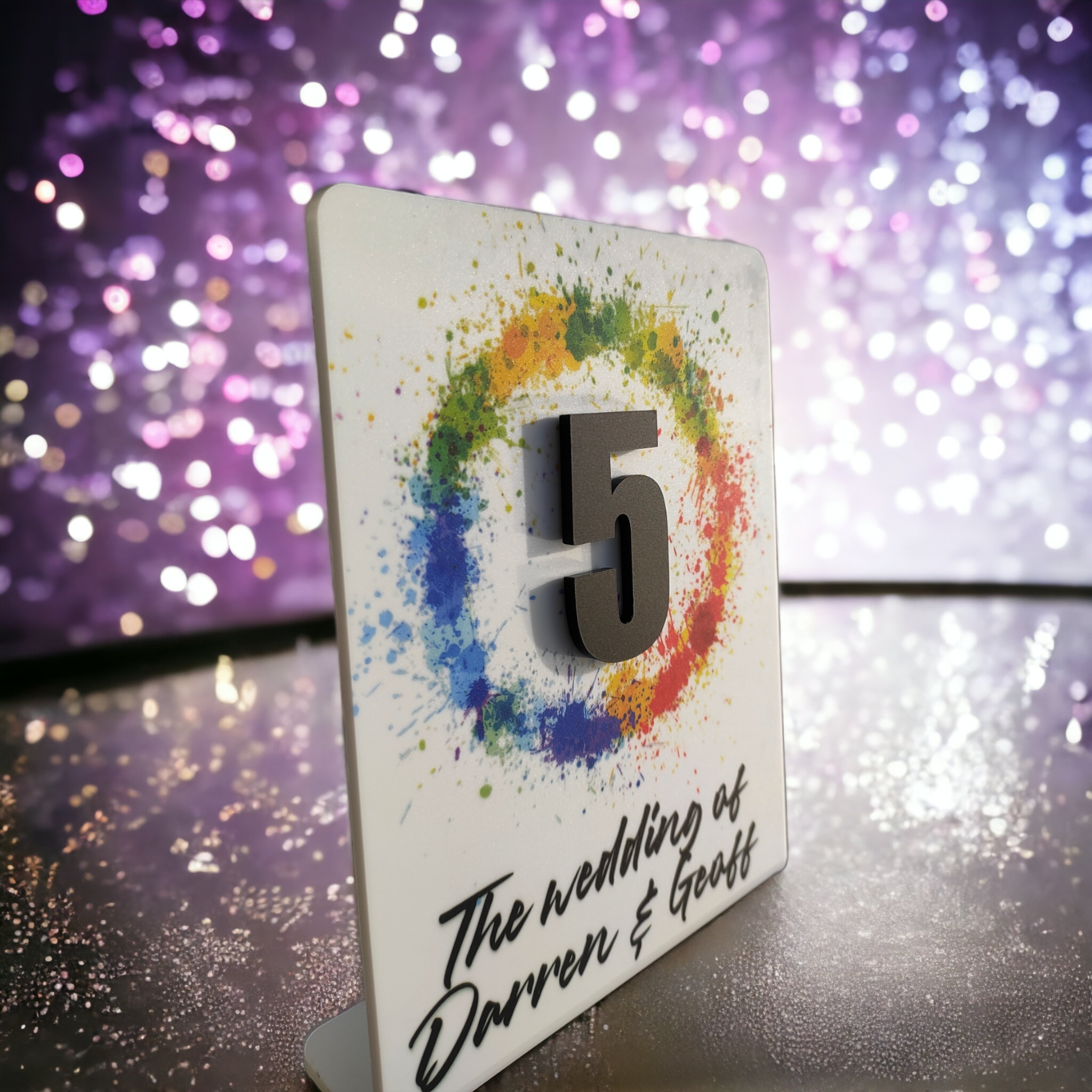 Table Number or Name Wedding Centrepiece: Rainbow Radiance