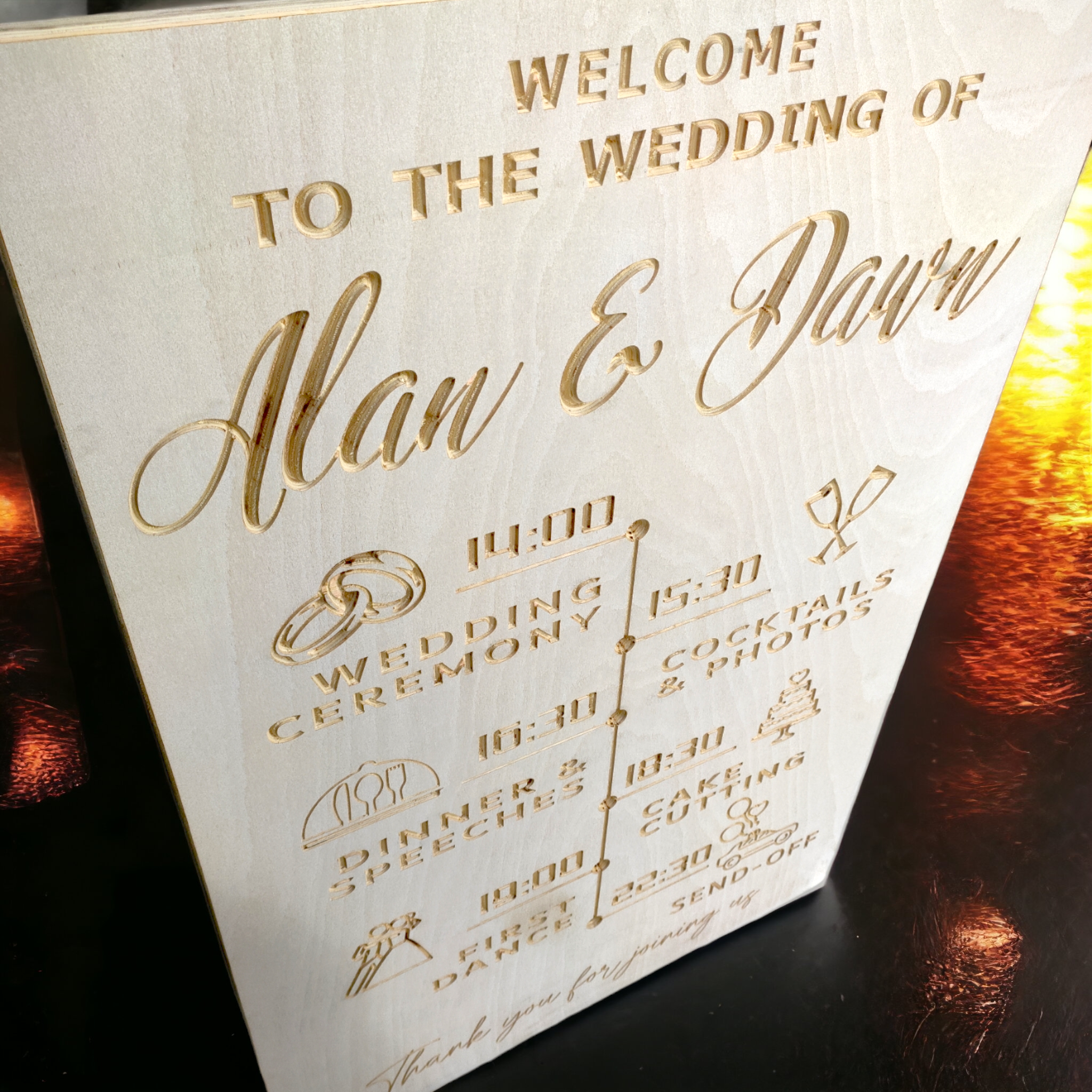 Order Of The Day Wooden Wedding Sign - Various Colours