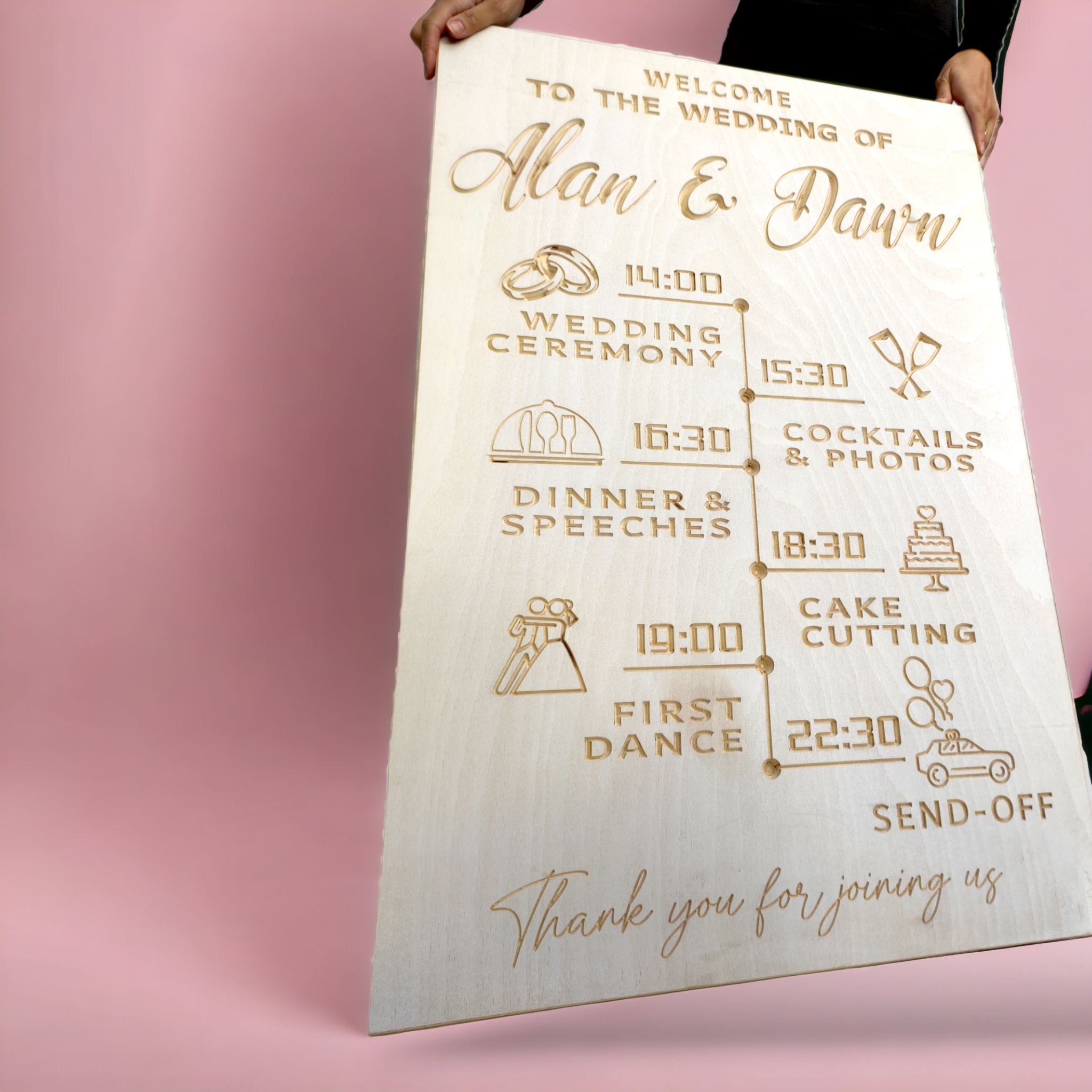 Order Of The Day Wooden Wedding Sign - Various Colours