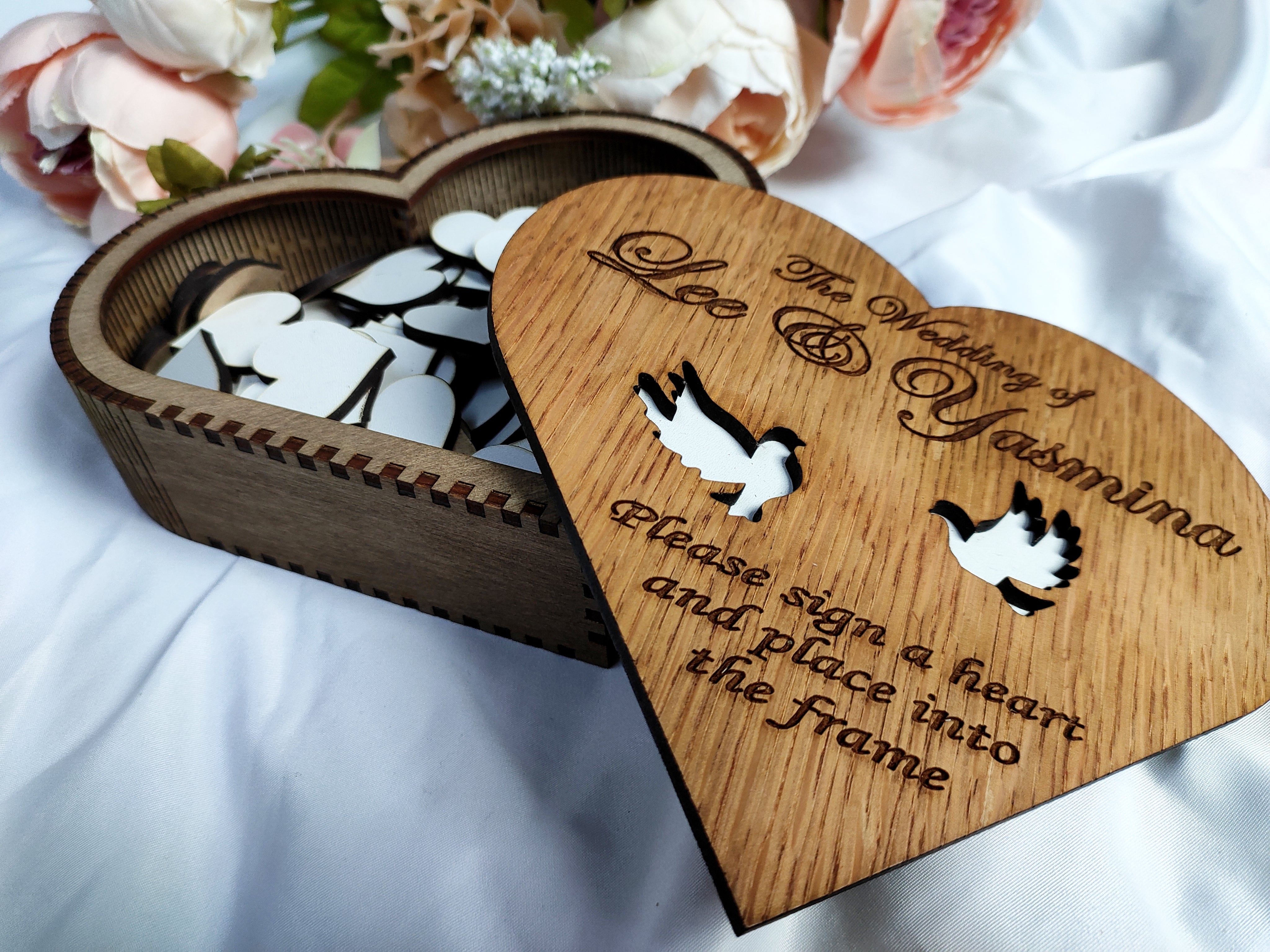 Modern Guest Book Personalised Wedding Heart Wall Art - Various Colours