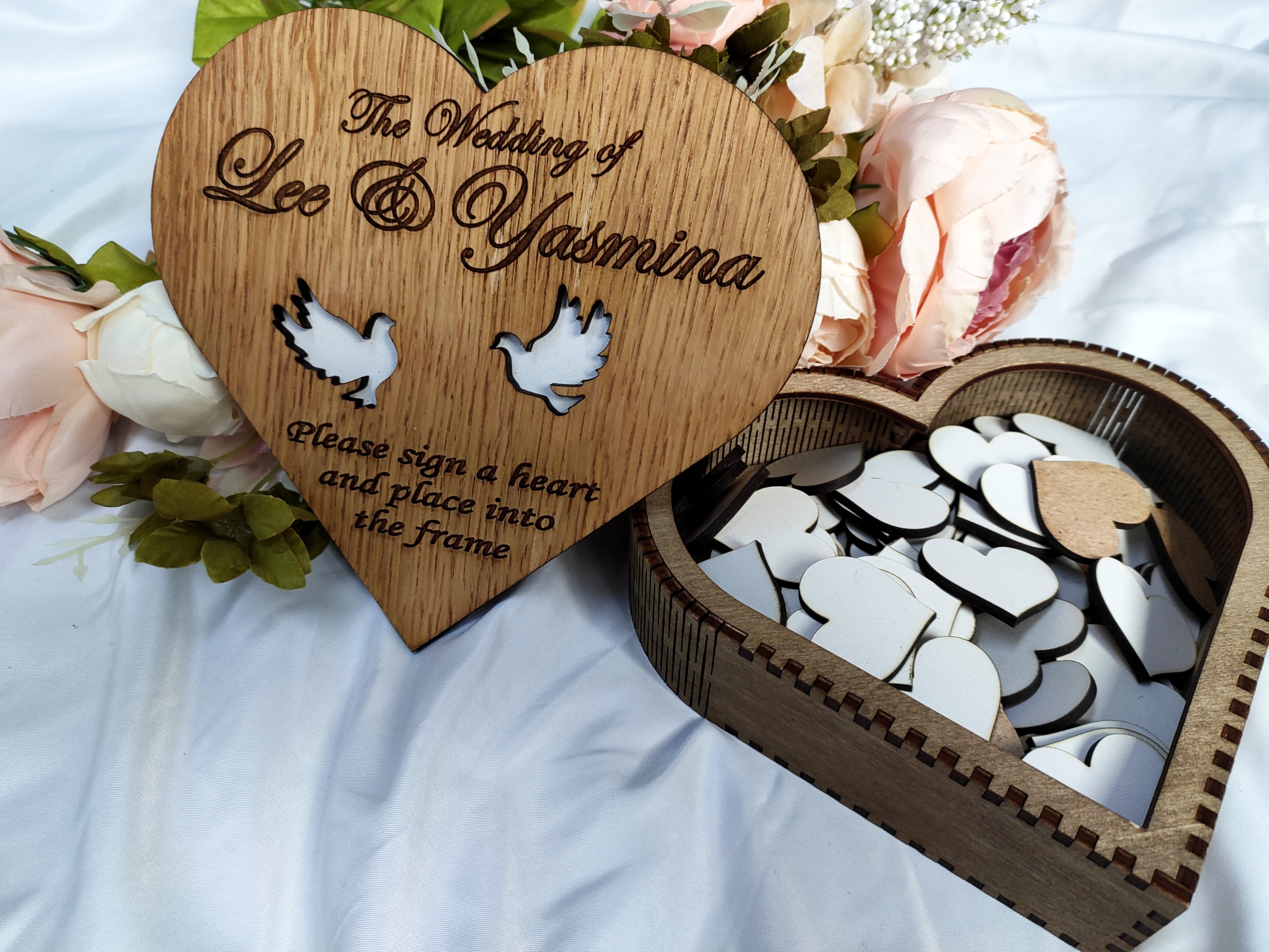 Modern Guest Book Personalised Wedding Heart Wall Art - Various Colours