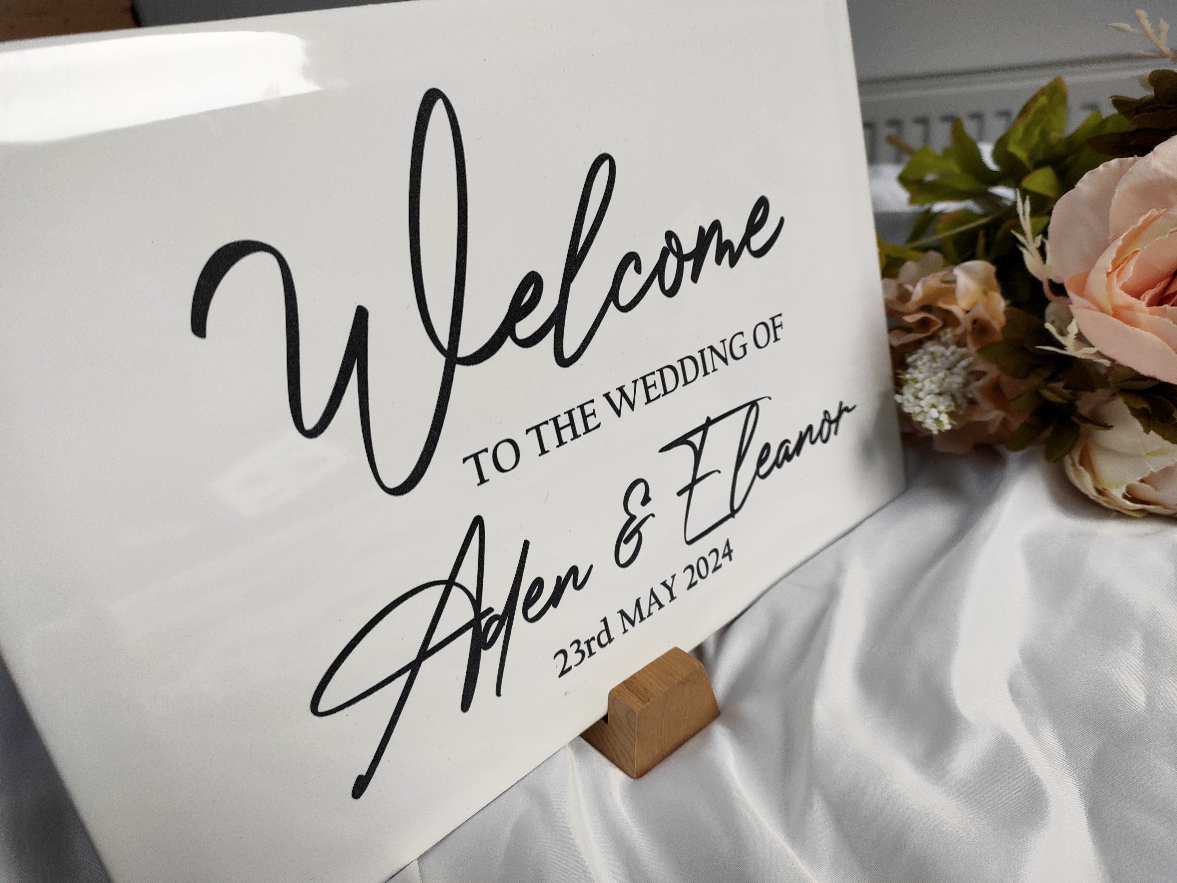 Welcome To Our Wedding Tile, Personalised Engraving - Various Sizes