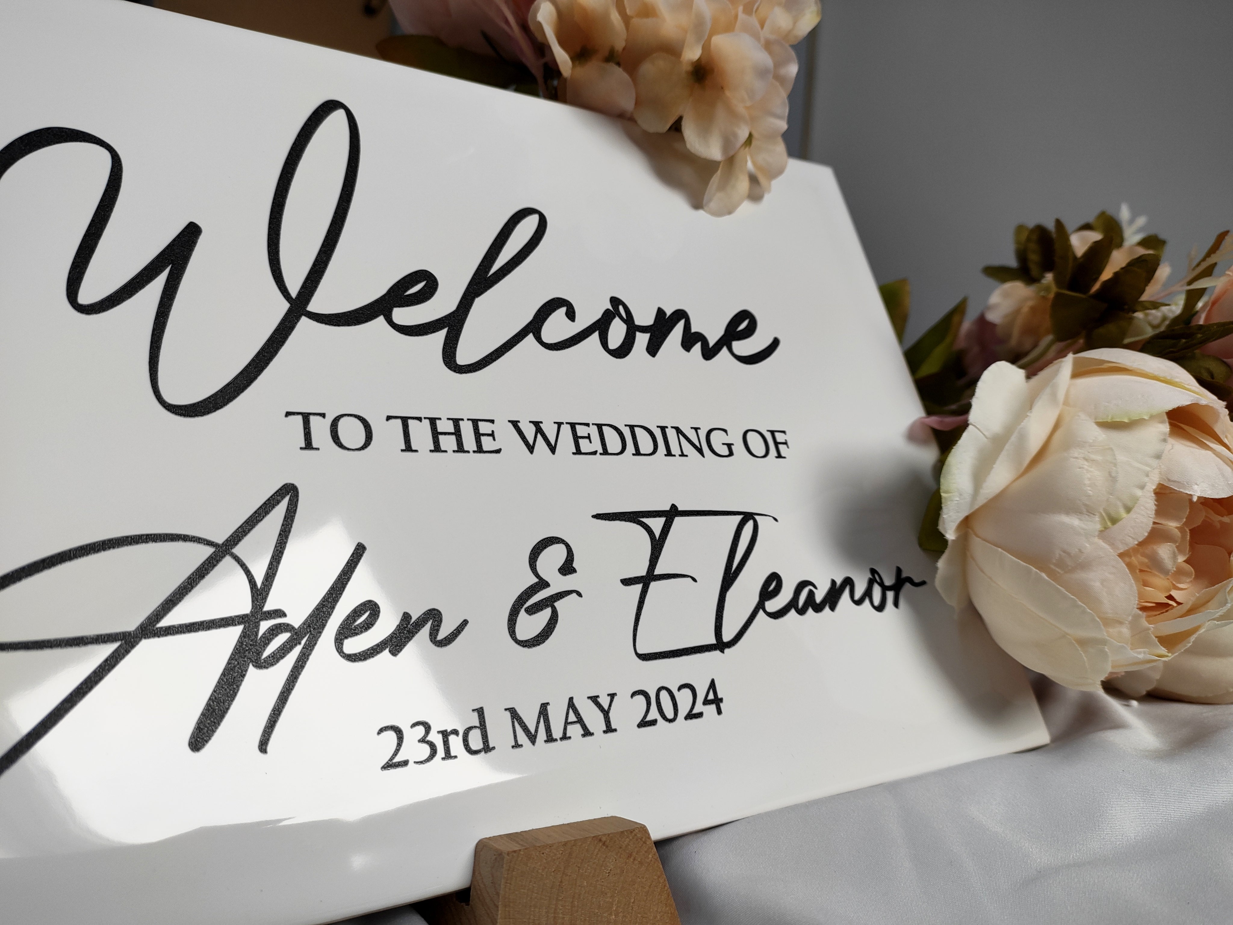 Welcome To Our Wedding Tile, Personalised Engraving - Various Sizes