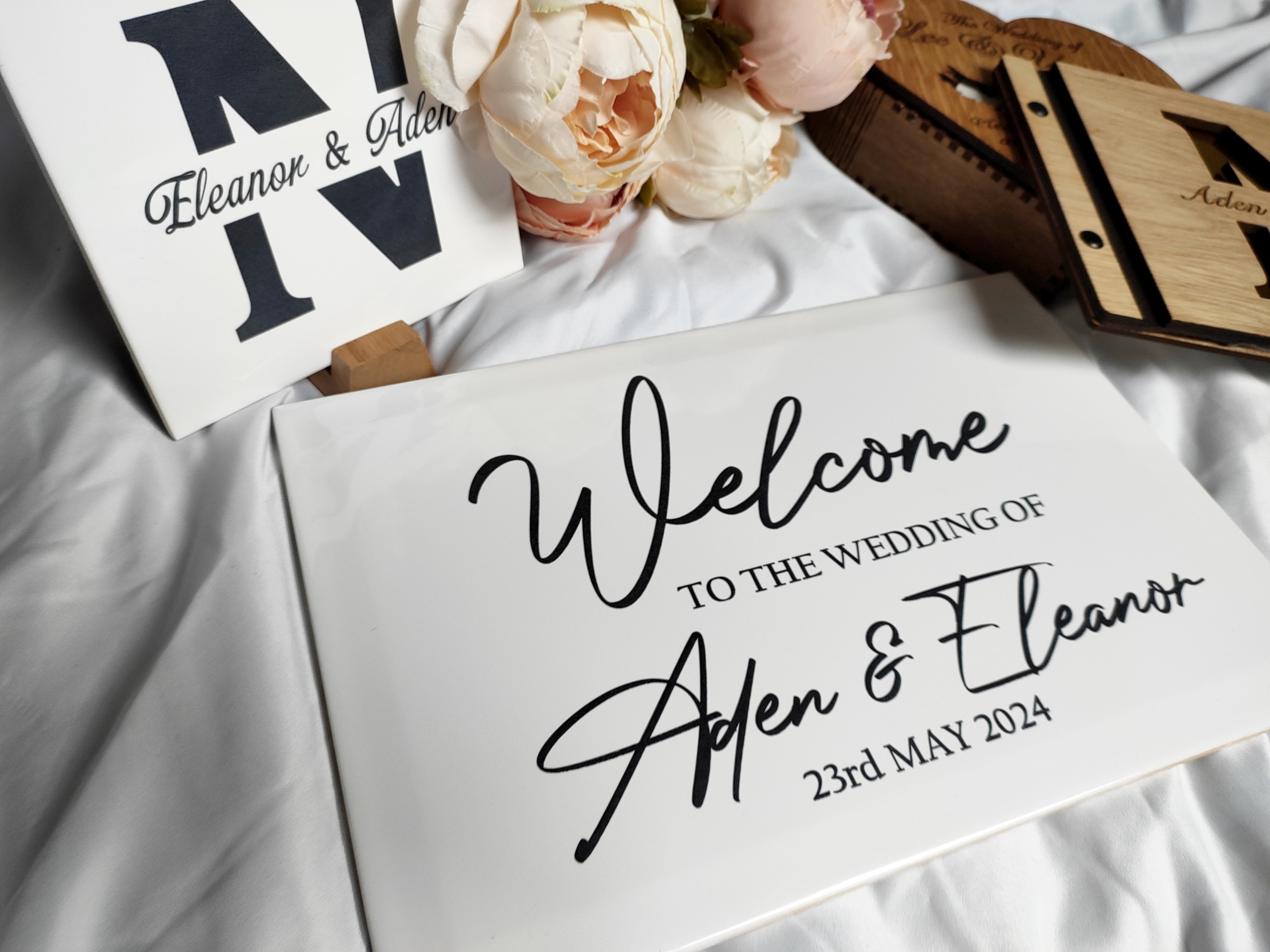 Welcome To Our Wedding Tile, Personalised Engraving - Various Sizes