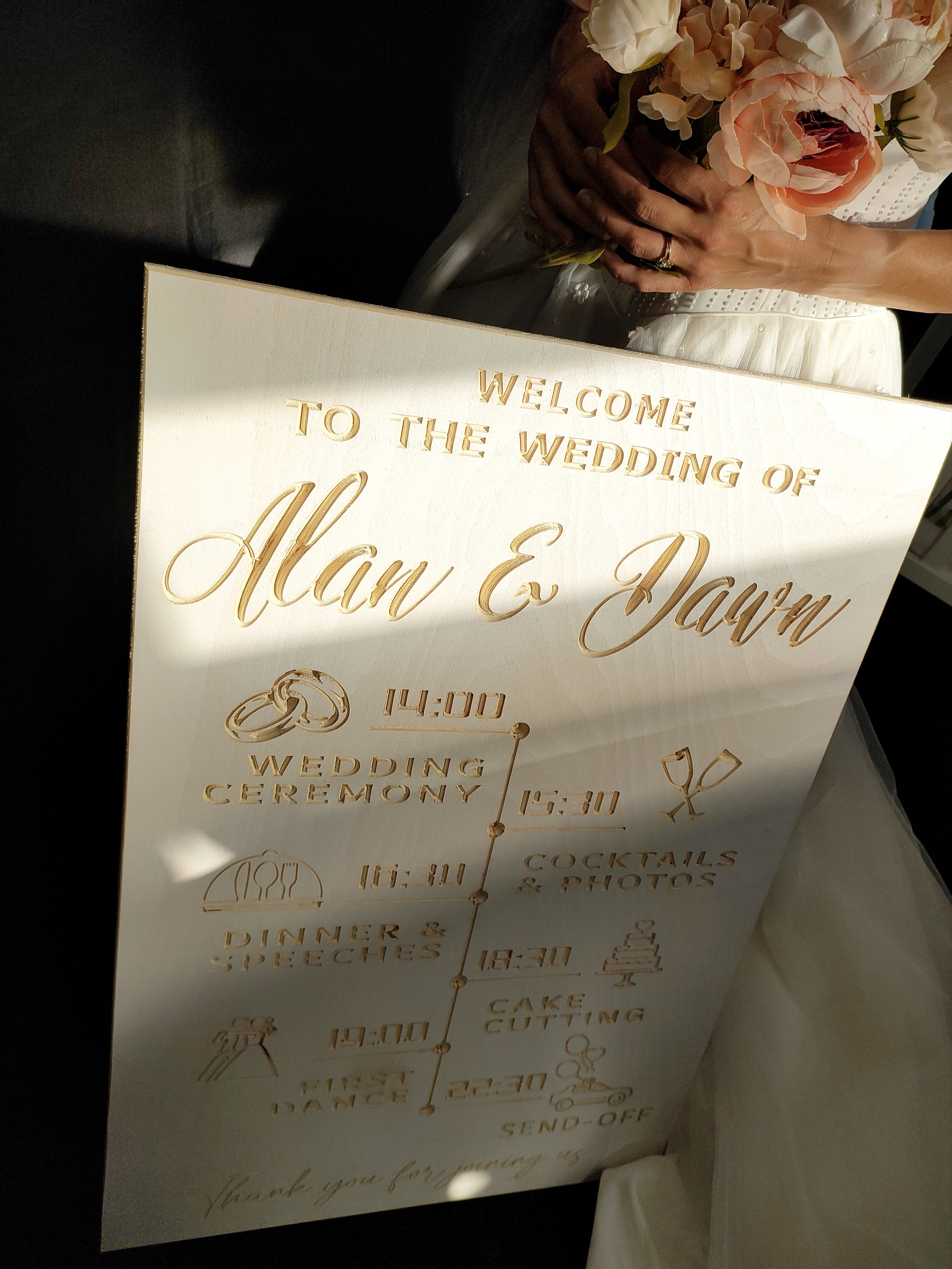 Order Of The Day Wooden Wedding Sign - Various Colours