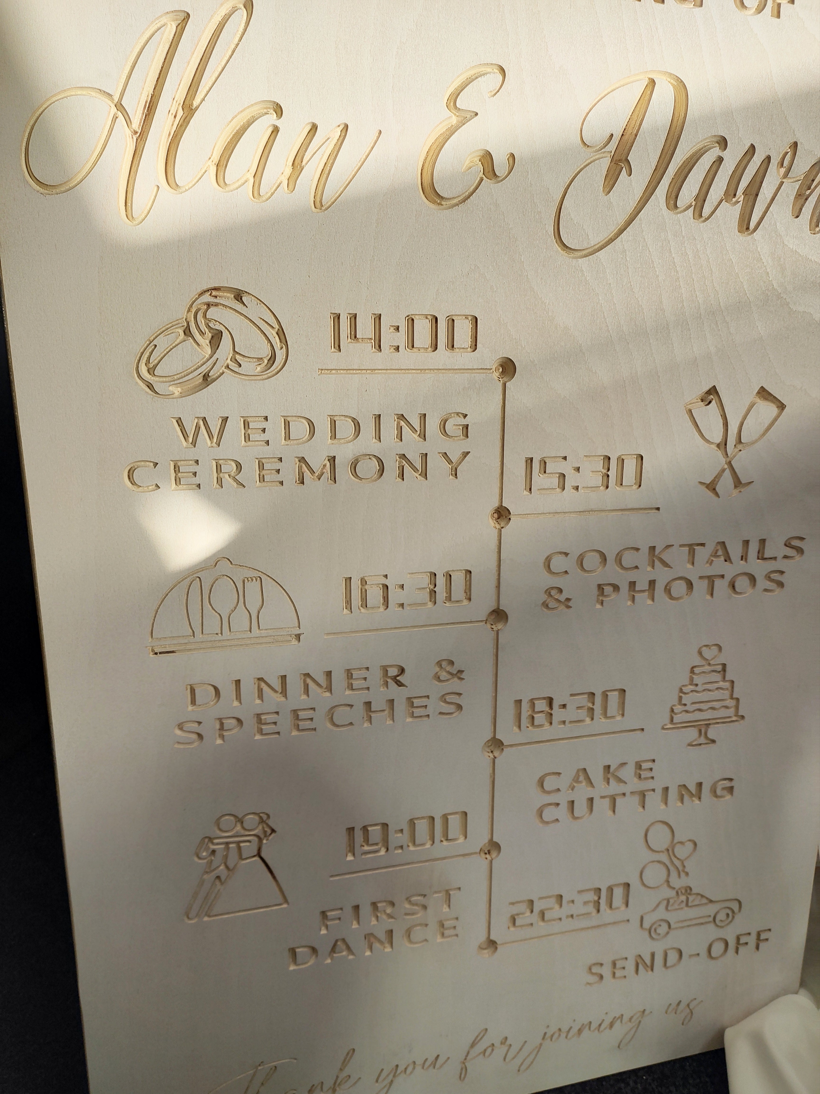 Order Of The Day Wooden Wedding Sign - Various Colours