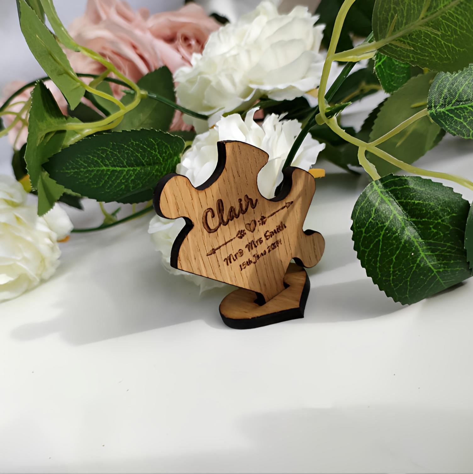 Place Card Personalised Name Tag Jigsaw For Wedding Breakfast Tables