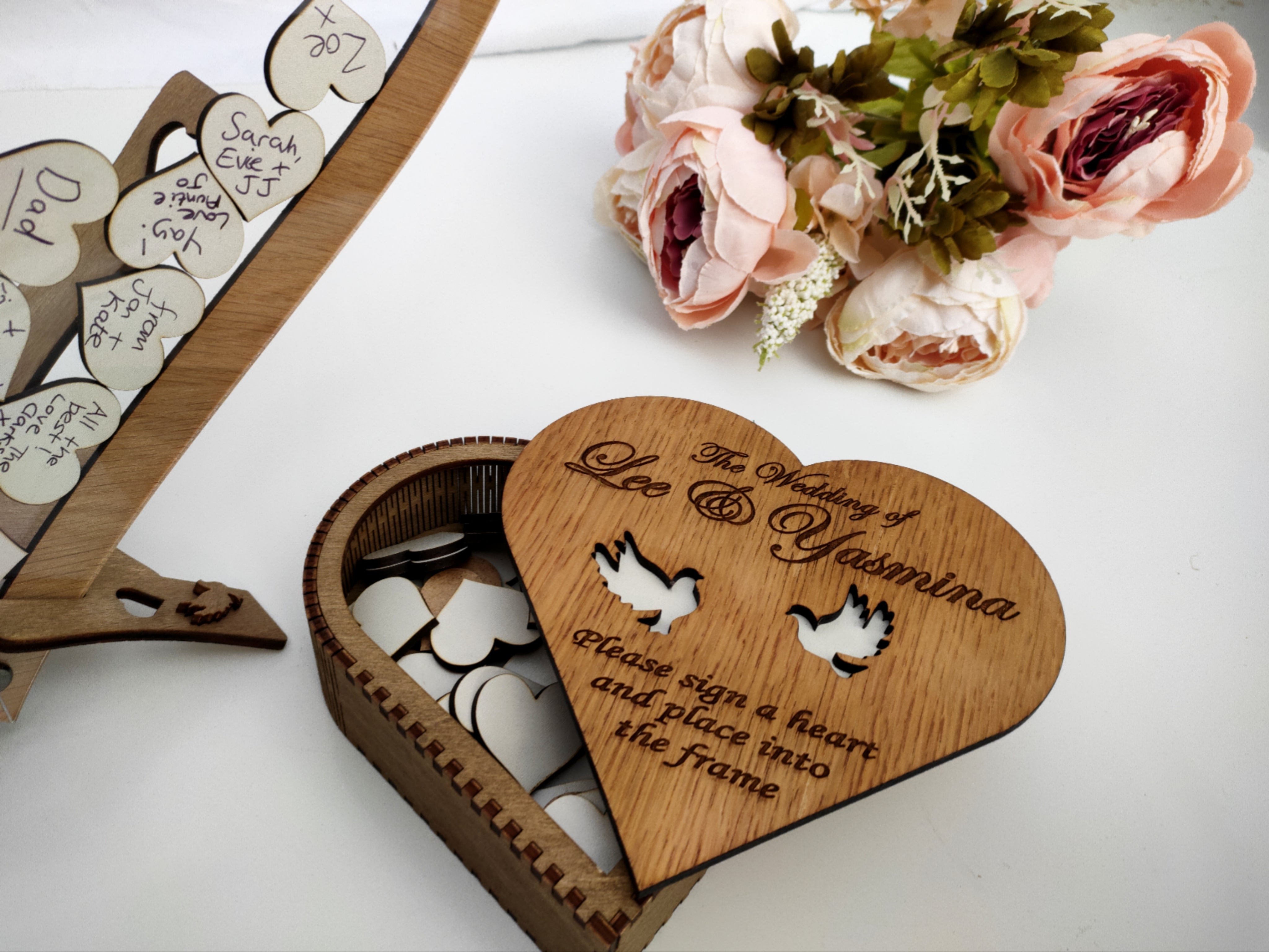 Modern Guest Book Personalised Wedding Heart Wall Art - Various Colours