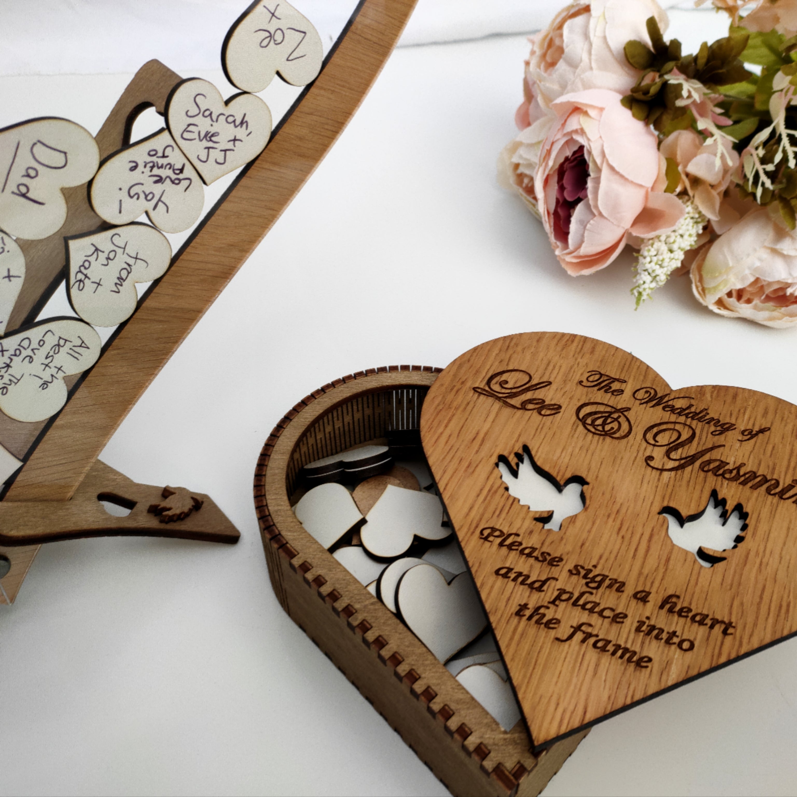 Modern Guest Book Personalised Wedding Heart Wall Art - Various Colours