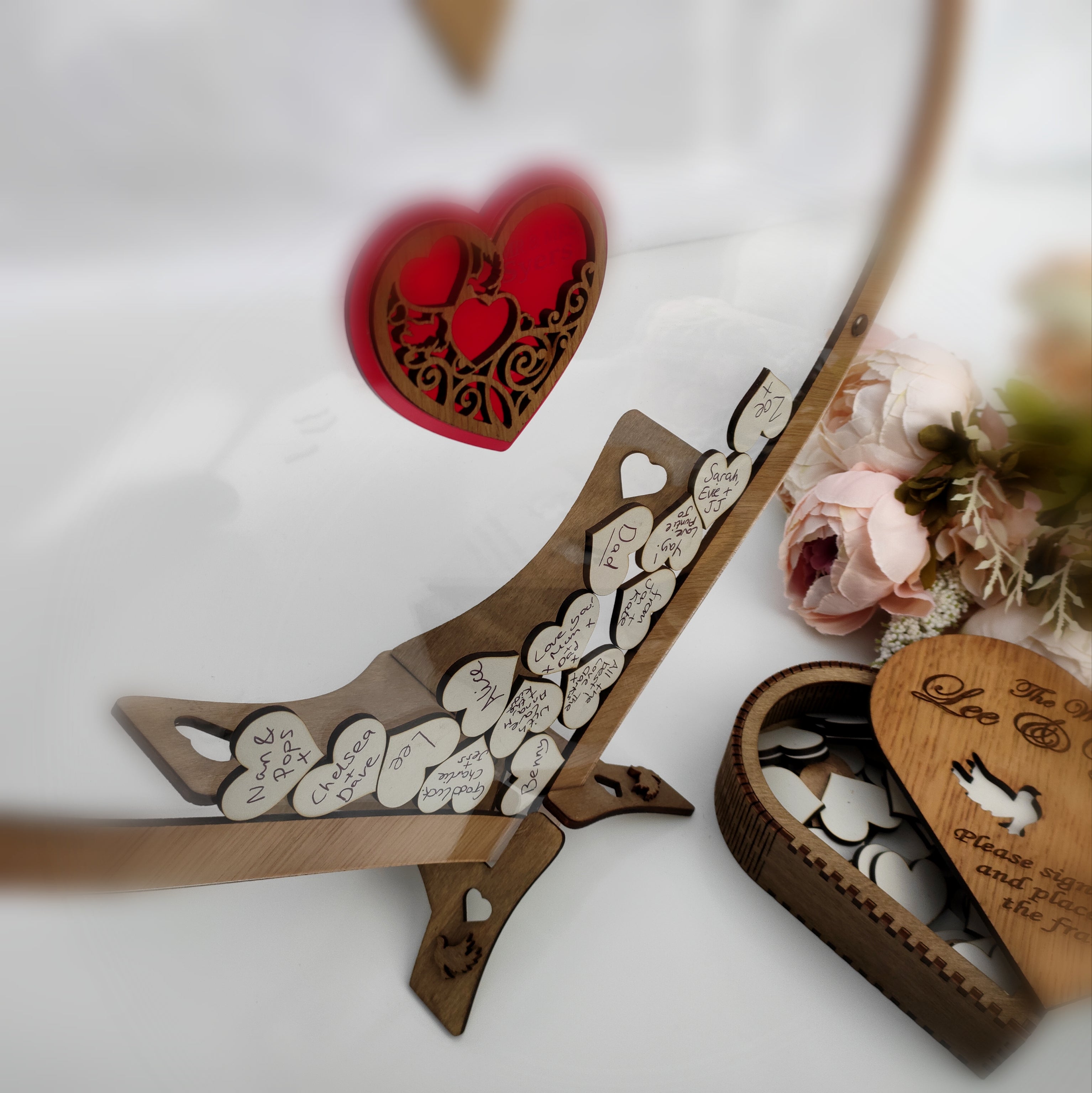 Modern Guest Book Personalised Wedding Heart Wall Art - Various Colours