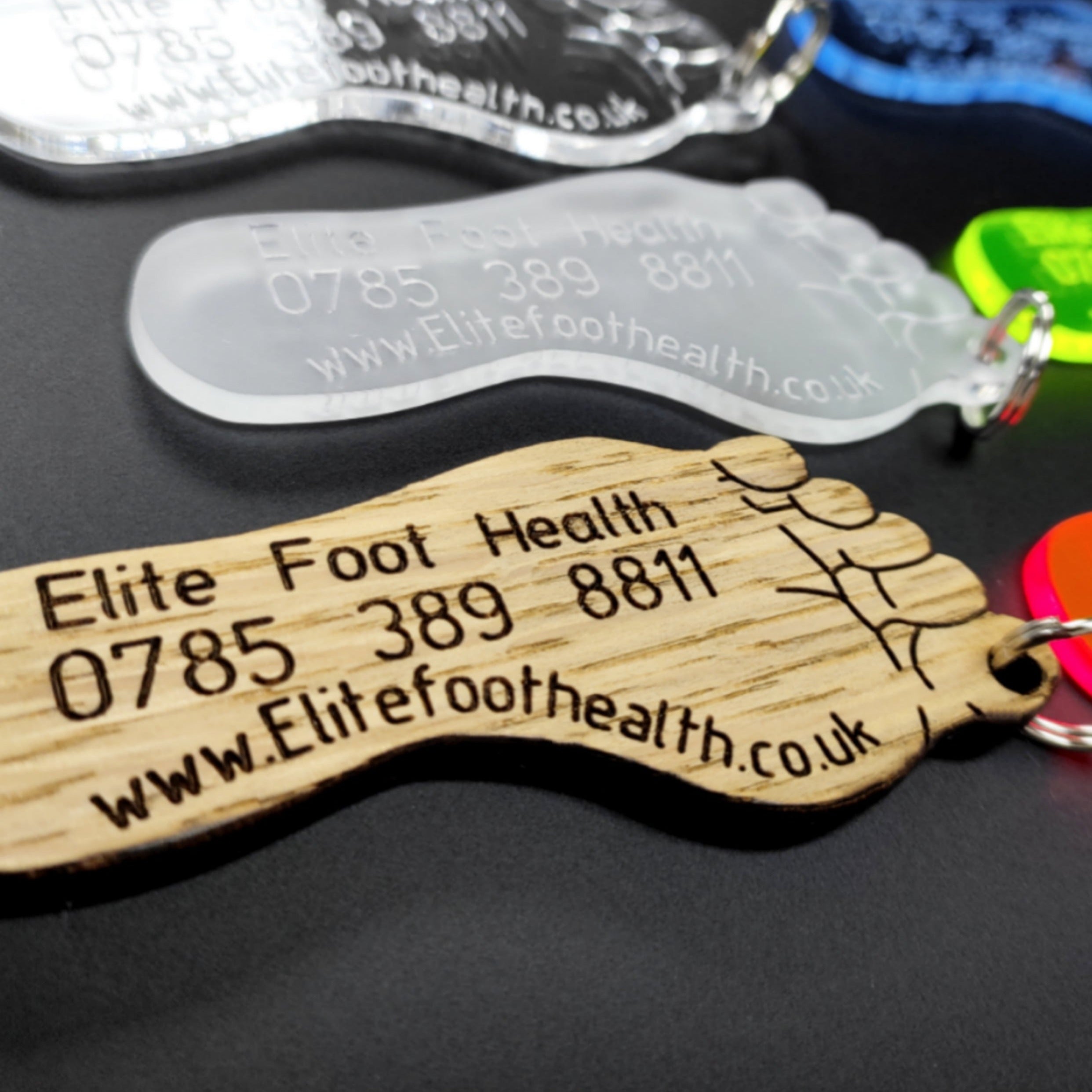 Biodegradable Feet Keyrings for Foot Health Professionals: Podiatrist, Foot Health Practitioner FHP, Chiropodist, Chiropody Business