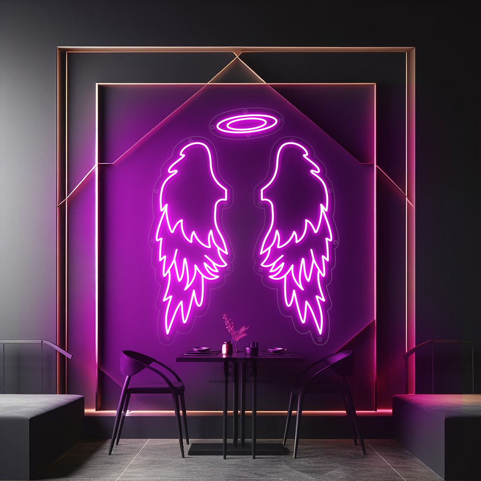 XL Wings and Halo Neon Business Nail Beauty Salon Restaurant Shop Company Sign on Brand