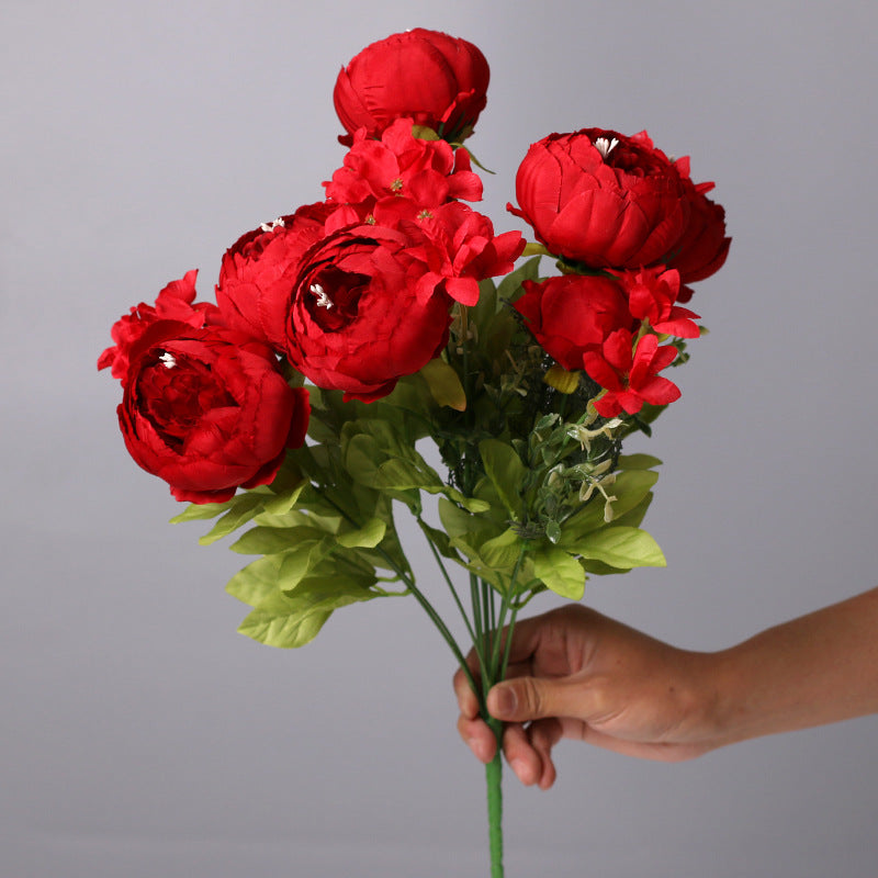 Peony Bouquet Vintage Wedding Flowers: Romantic Red