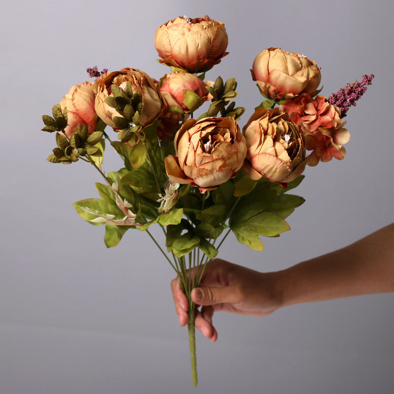 Peony Bouquet Vintage Wedding Flowers: Brown Rustic Charm