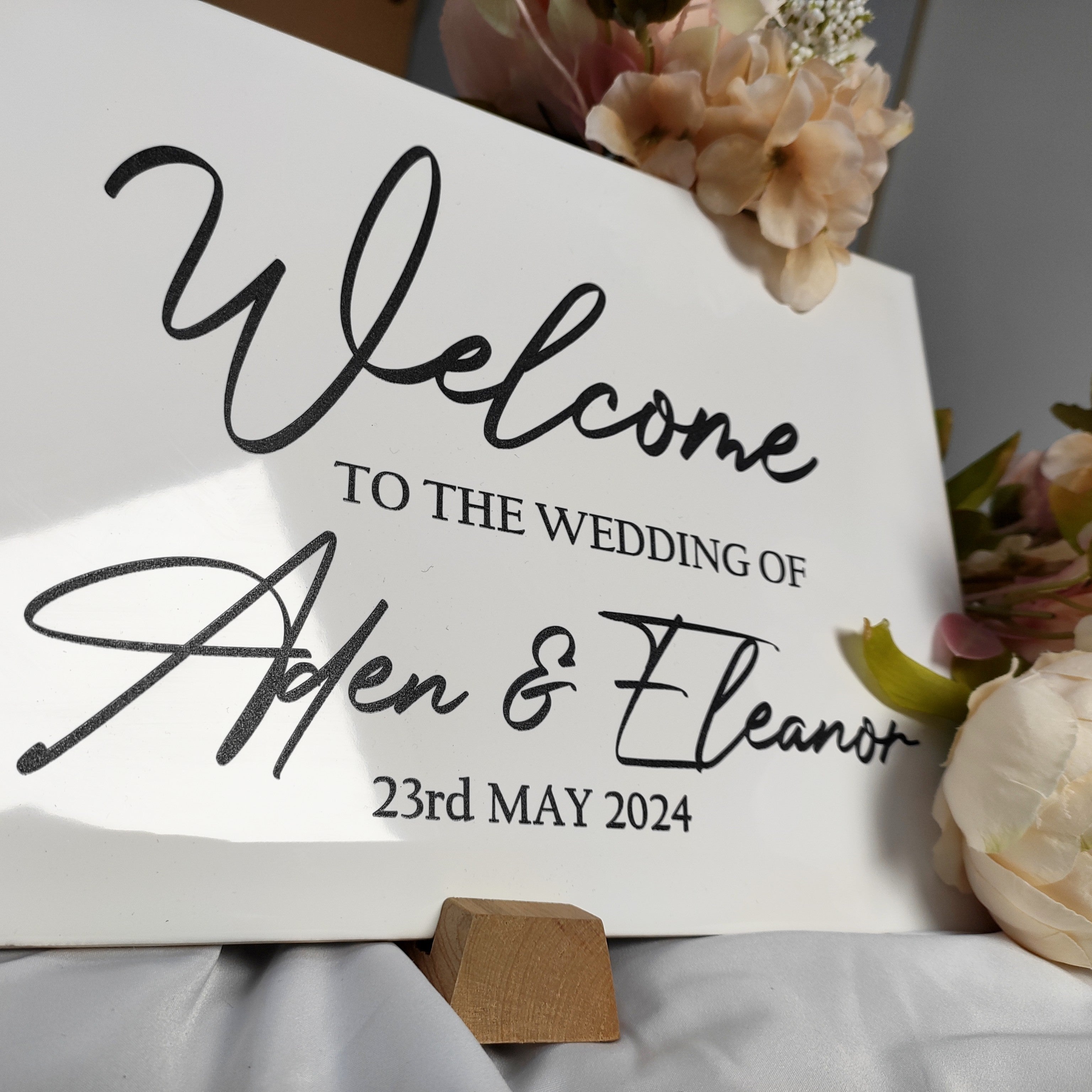 Welcome To Our Wedding Tile, Personalised Engraving - Various Sizes