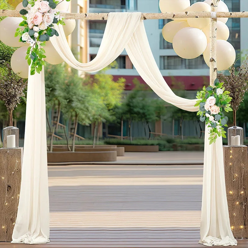 Tulle Wedding Arch, Chair Cover Wedding Table Rustic Decor Fabric in Multiple Colours: Neutral White Elegance