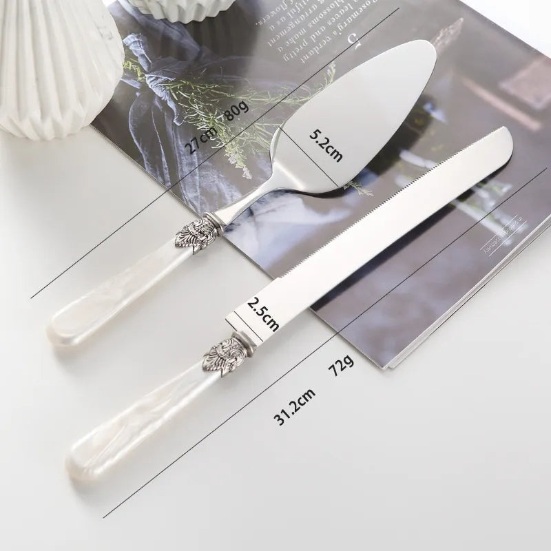 Stainless Steel Cake Knife 2 Piece Serving Set Wedding Engraved