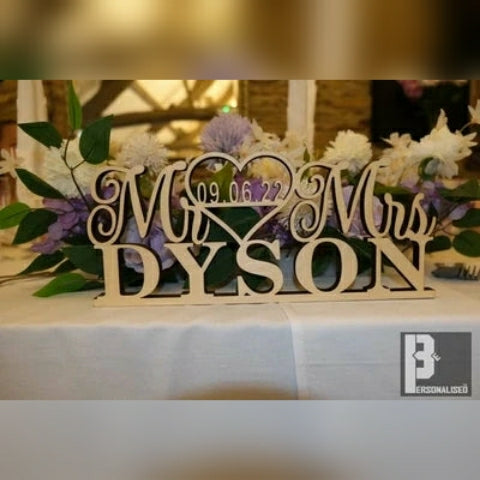 Table Centrepiece Surname Rustic Wedding Breakfast Top Table Personalised