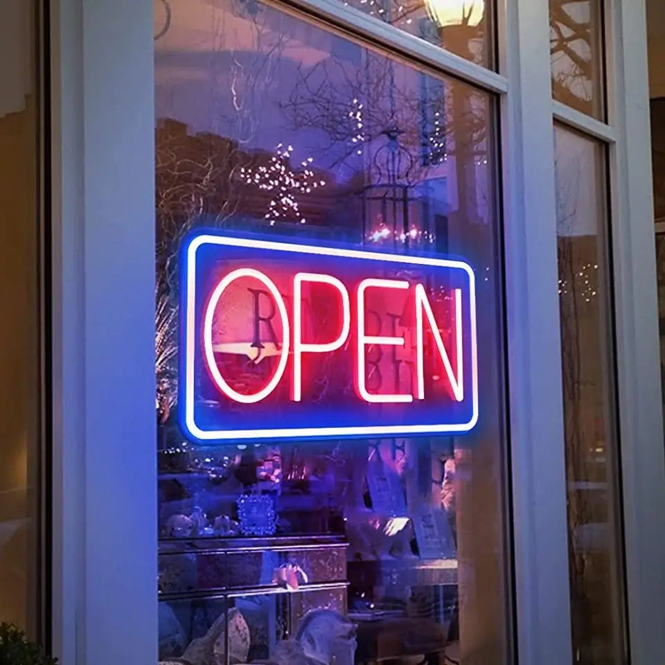 Open Business Rectangle Shop Salon Cafe Led Neon Sign