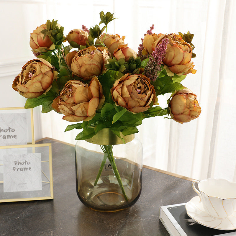 Peony Bouquet Vintage Wedding Flowers: Brown Rustic Charm